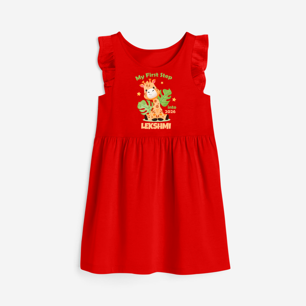 My First Step into 2026 | Customized Frock for Girls - RED - 1 - 2 Years Old (Chest 22" , Full Length 22")
