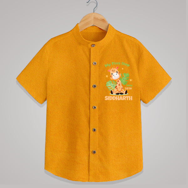My First Step into 2026 | Customized Shirt for Kids - CHROME YELLOW - 0 - 6 Months Old (Chest 23")