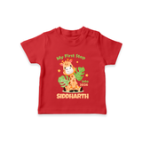 My First Step into 2026 | Customized T-Shirt for Kids - RED - 0-5 Months Old (Chest 17")