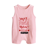 My First New Year – Gold Glitter Script | Personalised Romper Suit   - BABY PINK - 0 - 5 Months Old (Chest 18")