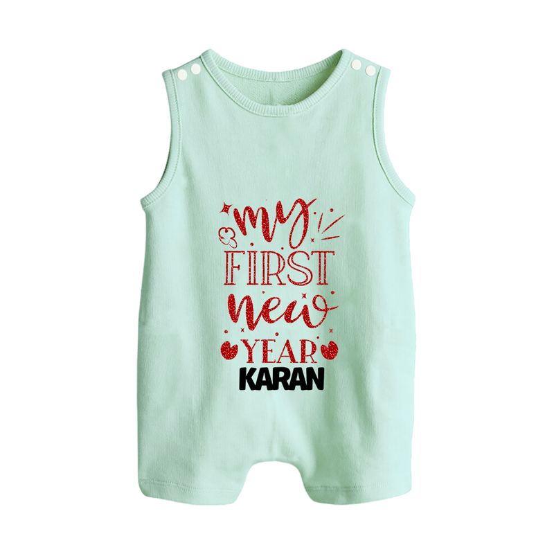 My First New Year – Gold Glitter Script | Personalised Romper Suit   - MINT GREEN - 0 - 5 Months Old (Chest 18")