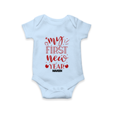 "My First New Year 2025 - Capturing Moments With Our Customized Romper for Babies With Name" - BABY BLUE - 0 - 3 Months Old (Chest 16")