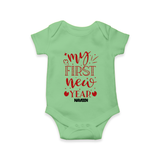 "My First New Year 2025 - Capturing Moments With Our Customized Romper for Babies With Name" - GREEN - 0 - 3 Months Old (Chest 16")