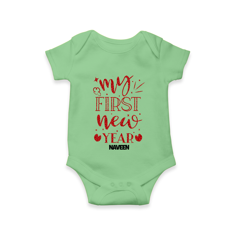 "My First New Year 2025 - Capturing Moments With Our Customized Romper for Babies With Name" - GREEN - 0 - 3 Months Old (Chest 16")