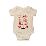 "My First New Year 2025 - Capturing Moments With Our Customized Romper for Babies With Name" - IVORY - 0 - 3 Months Old (Chest 16")