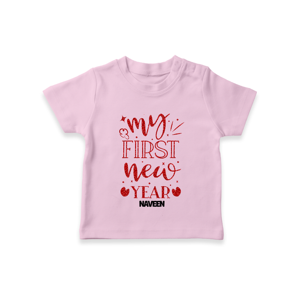 "My First New Year 2025 - Capturing Moments With Our Customized T-Shirt for Kids With Name" - PINK - 0-5 Months Old (Chest 17")