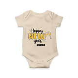 "Happy New Year 2025 - Smiles and Memories With Our Customized Romper for Babies With Name" - IVORY - 0 - 3 Months Old (Chest 16")