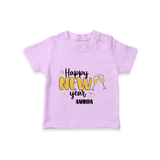 "Happy New Year 2025 - Smiles and Memories With Our Customized T-Shirt for Kids With Name" - LILAC - 0-5 Months Old (Chest 17")