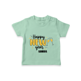 "Happy New Year 2025 - Smiles and Memories With Our Customized T-Shirt for Kids With Name" - MINT GREEN - 0-5 Months Old (Chest 17")