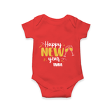 "Happy New Year 2025 - Smiles and Memories With Our Customized Romper for Babies With Name" - RED - 0 - 3 Months Old (Chest 16")