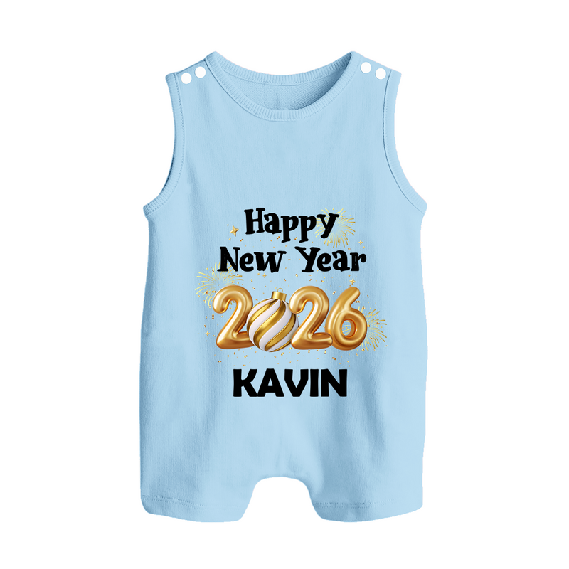 Happy New Year 2026 | Personalised Romper Suit   - BABY BLUE - 0 - 5 Months Old (Chest 18")