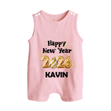 Happy New Year 2026 | Personalised Romper Suit   - BABY PINK - 0 - 5 Months Old (Chest 18")