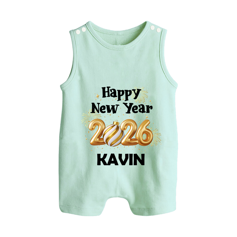 Happy New Year 2026 | Personalised Romper Suit   - MINT GREEN - 0 - 5 Months Old (Chest 18")