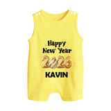 Happy New Year 2026 | Personalised Romper Suit   - PASTEL YELLOW - 0 - 5 Months Old (Chest 18")