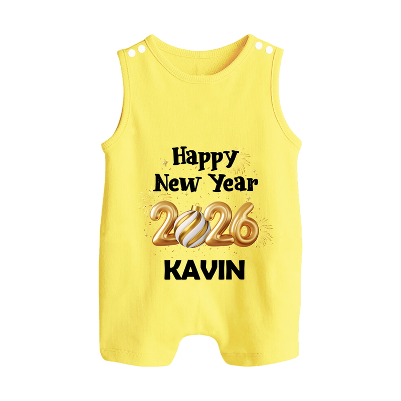 Happy New Year 2026 | Personalised Romper Suit   - PASTEL YELLOW - 0 - 5 Months Old (Chest 18")