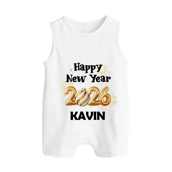 Happy New Year 2026 | Personalised Romper Suit   - WHITE - 0 - 5 Months Old (Chest 18")