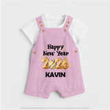 Happy New Year 2026 | Personalised Dungaree for Kids - BABY PINK - 0 - 5 Months Old (Chest 18")