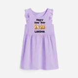 Happy New Year 2026 | Personalised Frock for Girls - LILAC - 1 - 2 Years Old (Chest 22" , Full Length 22")