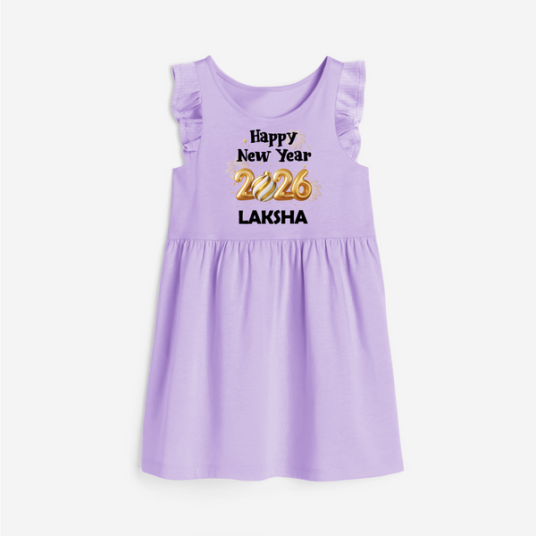 Happy New Year 2026 | Personalised Frock for Girls - LILAC - 1 - 2 Years Old (Chest 22" , Full Length 22")