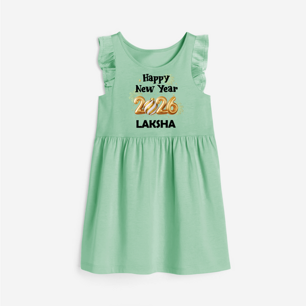 Happy New Year 2026 | Personalised Frock for Girls - MINT GREEN - 1 - 2 Years Old (Chest 22" , Full Length 22")