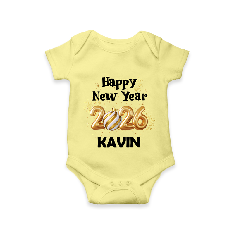 Happy New Year 2026 | Customized Romper for Kids - PASTEL YELLOW - New Born (Chest 14")