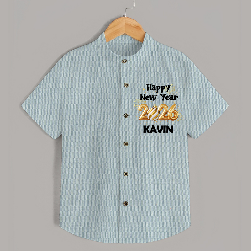 Happy New Year 2026 | Personalised Shirt for Kids - ARCTIC BLUE - 0 - 6 Months Old (Chest 23")