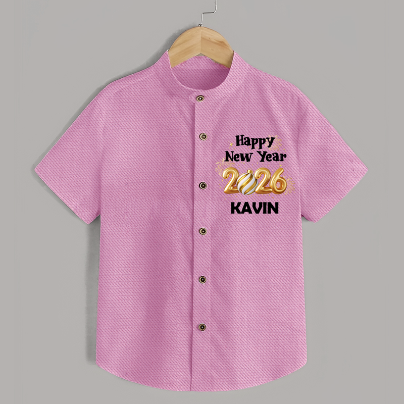 Happy New Year 2026 | Personalised Shirt for Kids - BABY PINK - 0 - 6 Months Old (Chest 23")