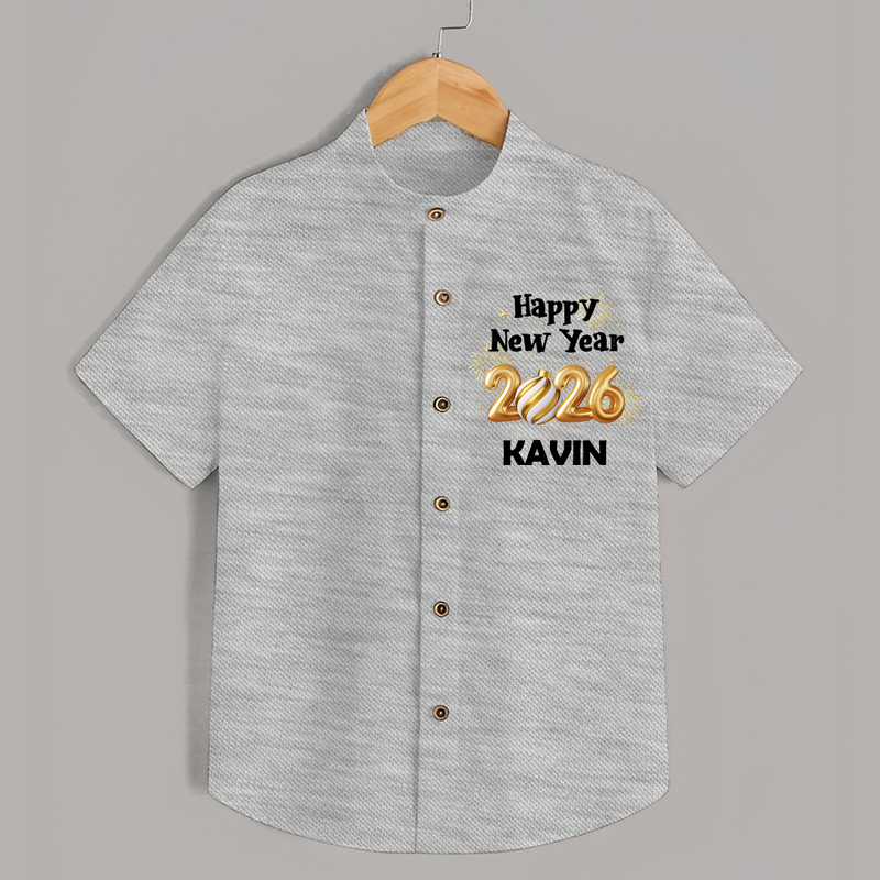 Happy New Year 2026 | Personalised Shirt for Kids - GREY - 0 - 6 Months Old (Chest 23")
