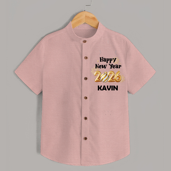 Happy New Year 2026 | Personalised Shirt for Kids - PEACH - 0 - 6 Months Old (Chest 23")