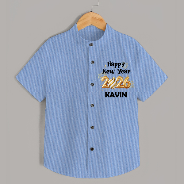 Happy New Year 2026 | Personalised Shirt for Kids - SKY BLUE - 0 - 6 Months Old (Chest 23")