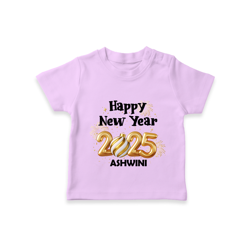 "Happy New Year 2025 - Blissful Moments With Our Customized T-Shirt for Kids With Name" - LILAC - 0-5 Months Old (Chest 17")