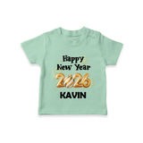 Happy New Year 2026 | Personalised T-Shirt for Kids - MINT GREEN - 0-5 Months Old (Chest 17")