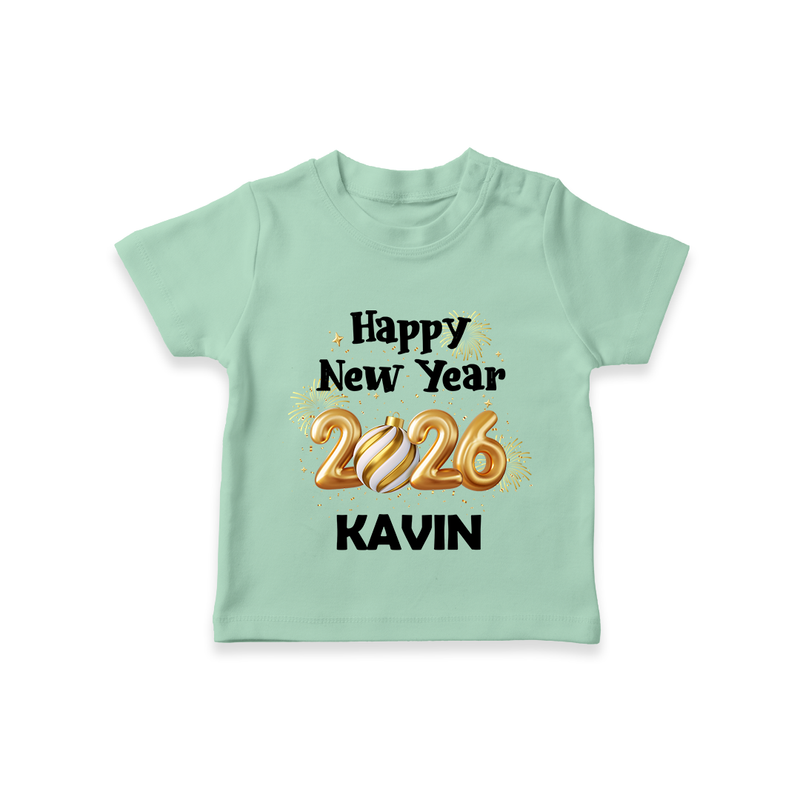 Happy New Year 2026 | Personalised T-Shirt for Kids - MINT GREEN - 0-5 Months Old (Chest 17")