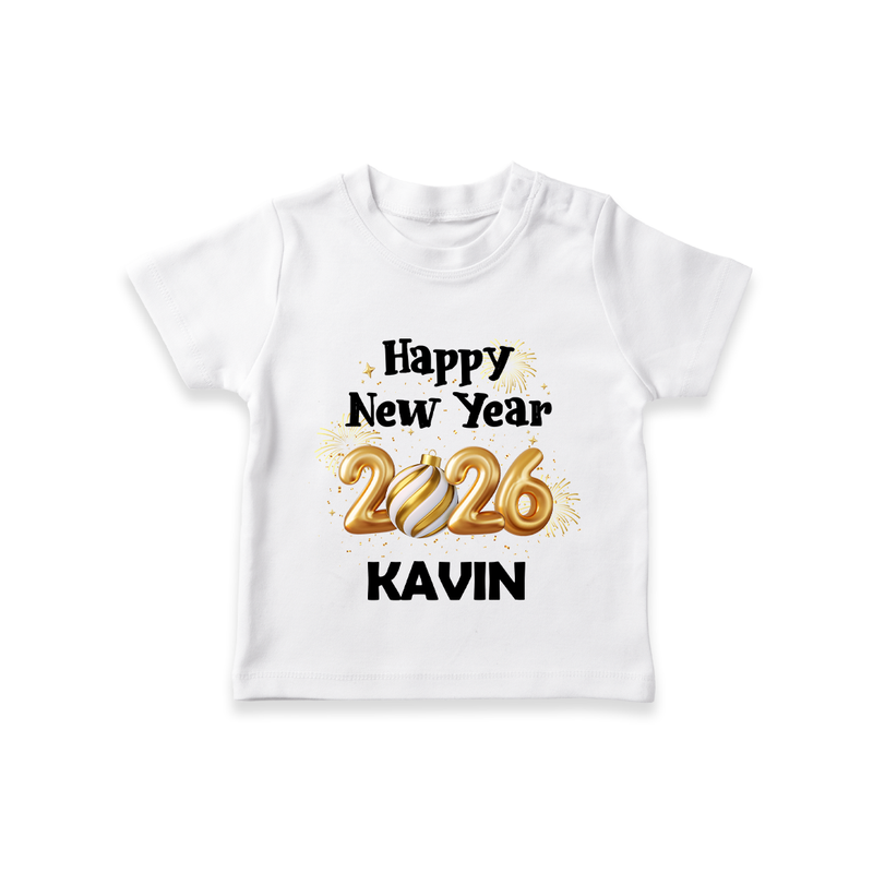 Happy New Year 2026 | Personalised T-Shirt for Kids - WHITE - 0-5 Months Old (Chest 17")