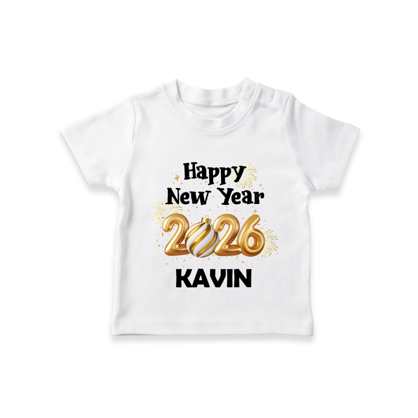 Happy New Year 2026 | Personalised T-Shirt for Kids - WHITE - 0-5 Months Old (Chest 17")