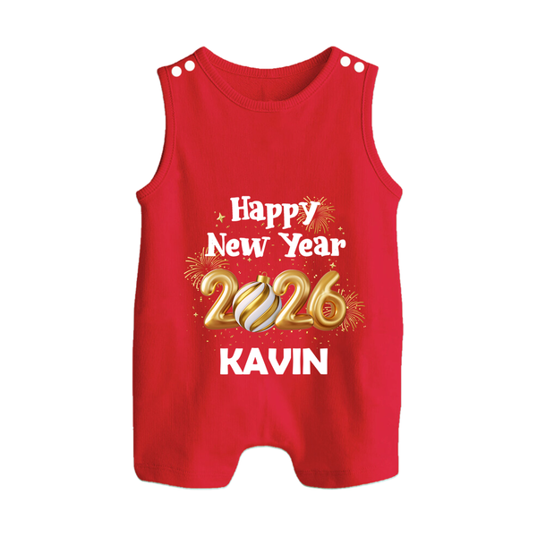 Happy New Year 2026 | Personalised Romper Suit   - RED - 0 - 5 Months Old (Chest 18")