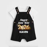 Happy New Year 2026 | Personalised Dungaree for Kids - BLACK - 0 - 5 Months Old (Chest 18")