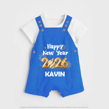 Happy New Year 2026 | Personalised Dungaree for Kids - COBALT BLUE - 0 - 5 Months Old (Chest 18")