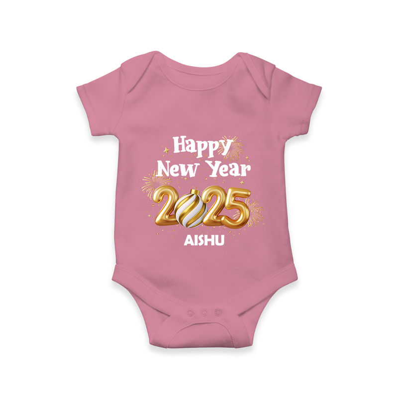 "Happy New Year 2025 - Blissful Moments With Our Customized Romper for Babies With Name" - ONION - 0 - 3 Months Old (Chest 16")