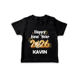 Happy New Year 2026 | Personalised T-Shirt for Kids - BLACK - 0-5 Months Old (Chest 17")