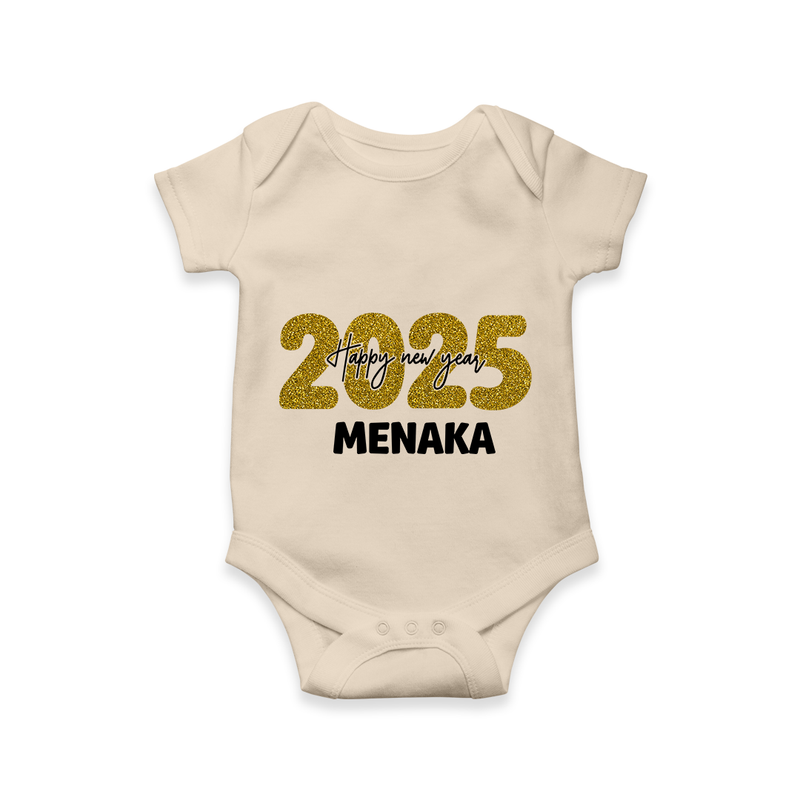 "Happy New Year 2025 - Special Memories With Our Customized Romper for Babies With Name" - IVORY - 0 - 3 Months Old (Chest 16")