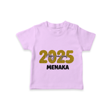 "Happy New Year 2025 - Special Memories With Our Customized T-Shirt for Kids With Name" - LILAC - 0-5 Months Old (Chest 17")