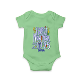 "Happy New Year 2025 - A Happy Beginning With Our Customized Romper for Babies With Name" - GREEN - 0 - 3 Months Old (Chest 16")