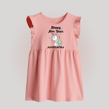 Happy New Year – Unicorn| Customized Baby Frock   - BABY PINK - 0 - 3 Months Old (Chest 17")