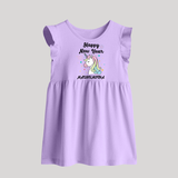 Happy New Year – Unicorn| Customized Baby Frock   - LILAC - 0 - 3 Months Old (Chest 17")
