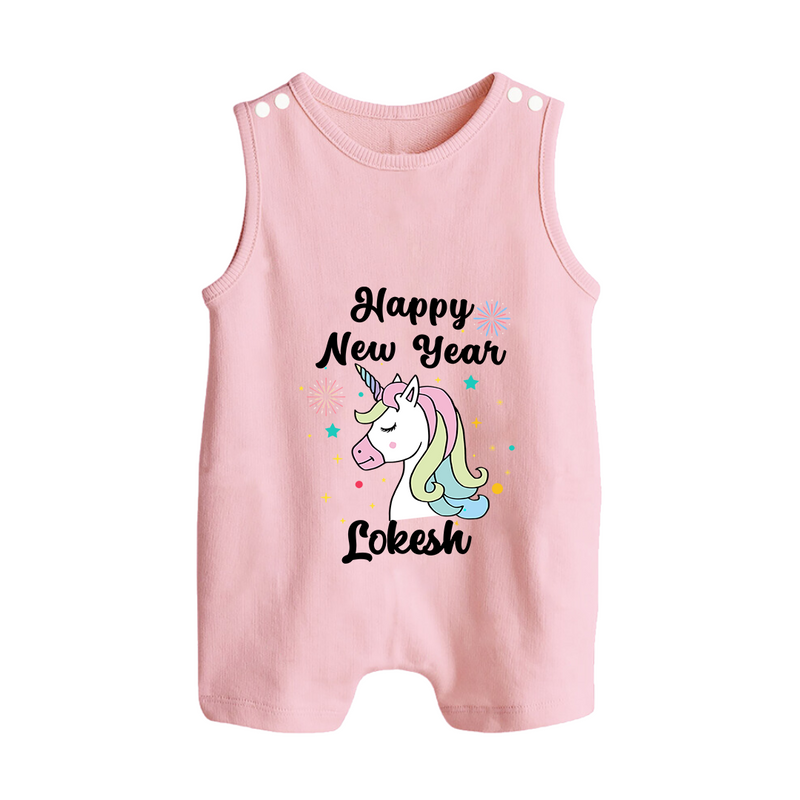 Happy New Year – Unicorn| Customized Romper Suit   - BABY PINK - 0 - 5 Months Old (Chest 18")