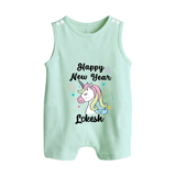 Happy New Year – Unicorn| Customized Romper Suit   - MINT GREEN - 0 - 5 Months Old (Chest 18")
