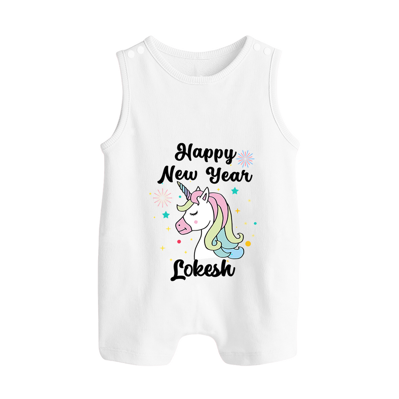 Happy New Year – Unicorn| Customized Romper Suit   - WHITE - 0 - 5 Months Old (Chest 18")