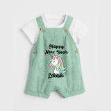 Happy New Year – Unicorn| Customized Dungaree for Kids - MINT GREEN - 0 - 5 Months Old (Chest 18")