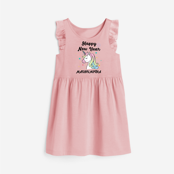 Happy New Year – Unicorn| Customized Frock for Girls - BABY PINK - 1 - 2 Years Old (Chest 22" , Full Length 22")